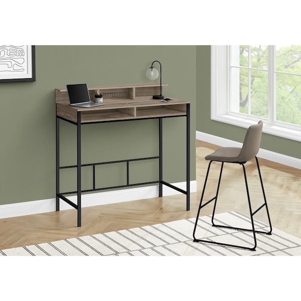 Computer Desk, Home Office, Standing, Storage Shelves, 48L, Work, Laptop, Metal, Brown, Black